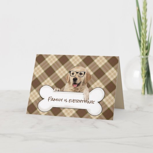 Carte anniversaire de golden retriever sur l'os (Devant)