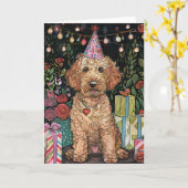 Carte Anniversaire de Goldendoodle (Fleur jaune)