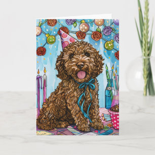 Carte Anniversaire de Goldendoodle