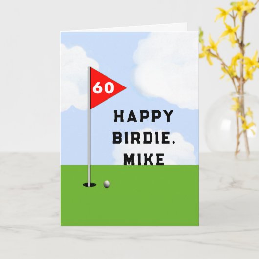 Carte Anniversaire de golf drôle (Fleur jaune)