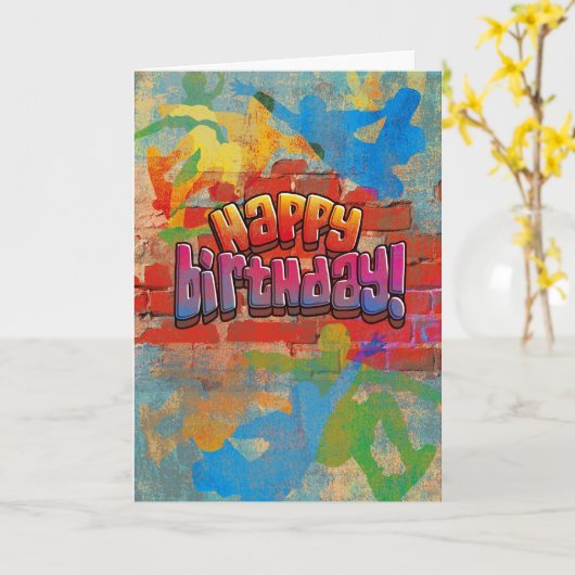 Carte Anniversaire de graffiti de planche à roulettes (Fleur jaune)