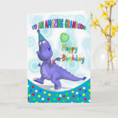Carte Anniversaire De Grandson Avec Dragon Violet (Fleur jaune)