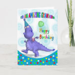 Carte Anniversaire De Grandson Avec Dragon Violet<br><div class="desc">Un design unique qui est très amusant,  avec un joyeux Dragon violet en casquette de fête,  tenant sa soda et son ballon,  une grande carte pour les plus petits avec beaucoup de couleurs fâcheuses,  certainement apporter un sourire à n'importe quel visage</div>