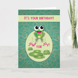 Carte Anniversaire de grenouille, saut pour la joie