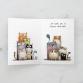 Carte Anniversaire de groupe avec Big Eye Quirky Cats Sa (Intérieur)
