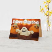 Carte Anniversaire de Halloween Cupcake (Fleur jaune)