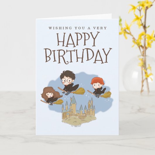 Carte Anniversaire de Harry Potter et Hogwarts (Fleur jaune)