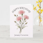 Carte Anniversaire de janvier Carnation (Fleur jaune)