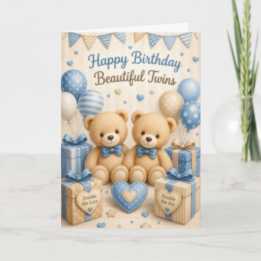 Carte Anniversaire de jumeaux garçons (Devant)