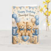 Carte Anniversaire de jumeaux garçons (Fleur jaune)