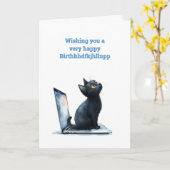 Carte Anniversaire de Kitty la dactylo (Fleur jaune)