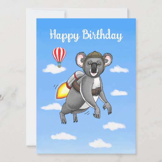 Carte Anniversaire de Koala Fusée (Devant)