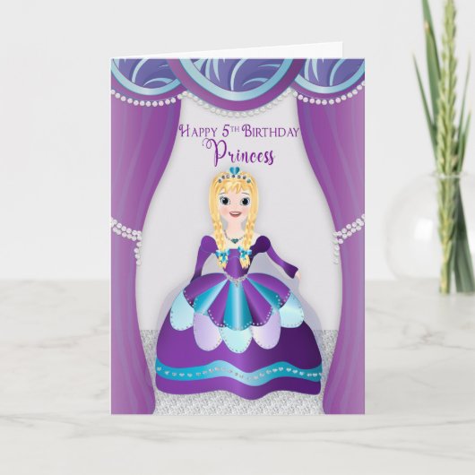 Carte Anniversaire de la 5ème Princesse habillée en robe (Devant)