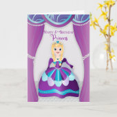 Carte Anniversaire de la 5ème Princesse habillée en robe (Fleur jaune)