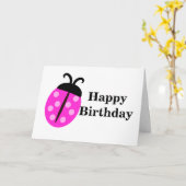 Carte Anniversaire de la charmante coccinelle rose (Fleur jaune)
