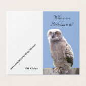 Carte - Anniversaire de la Chouette (Outside Unfolded)