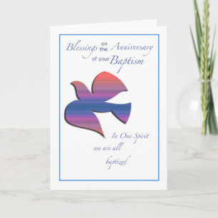 Carte Anniversaire de la colombe de baptême