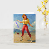 Carte Anniversaire de la Cowgirl vintage (Fleur jaune)
