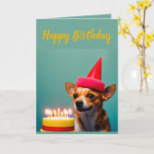 Carte Anniversaire de la Cute Chihuahua (Fleur jaune)