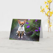 Carte Anniversaire de la Cute Chihuahua (Fleur jaune)