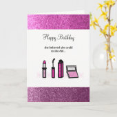 Carte Anniversaire de la Dame de Maquillage rose (Fleur jaune)