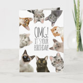 Carte Anniversaire de la dame du chat | OMG ! C'est ton  (Devant)