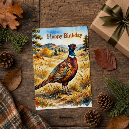 Carte Anniversaire de la faune rustique d'automne Faisan