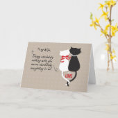 Carte Anniversaire de la femme Chats noirs et blancs en (Fleur jaune)