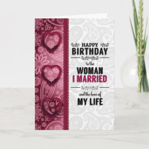 Carte Anniversaire de la femme Coeurs romantiques roses
