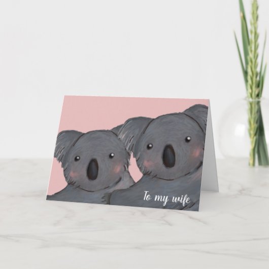 Carte anniversaire de la femme rose koala mignonne (Devant)