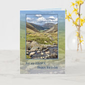 Carte Anniversaire de la Fiance avec un paysage de monta (Fleur jaune)