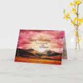 Carte Anniversaire de la fiance, coucher du soleil sur l (Fleur jaune)