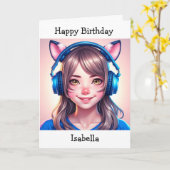 Carte Anniversaire de la fille à thème Anime | Page Coul (Fleur jaune)