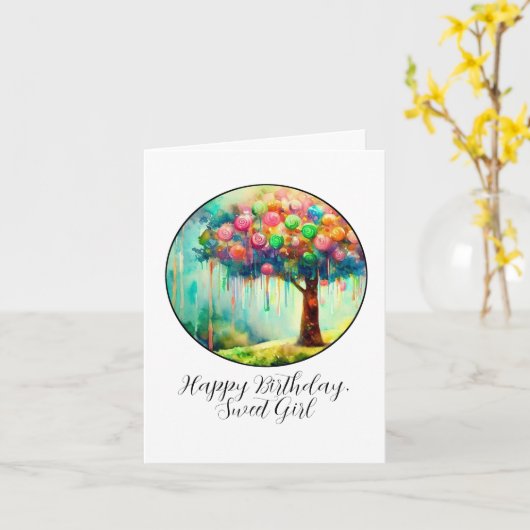 Carte Anniversaire de la fille aux couleurs mignonnes (Fleur jaune)