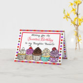 Carte Anniversaire de la fille | Cupcakes mignonnes Whim (Fleur jaune)