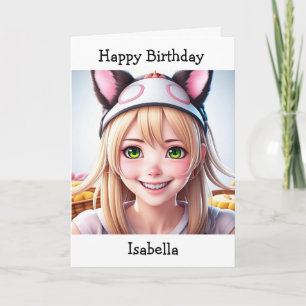 Carte Anniversaire de la fille d'Anime personnalisée   P