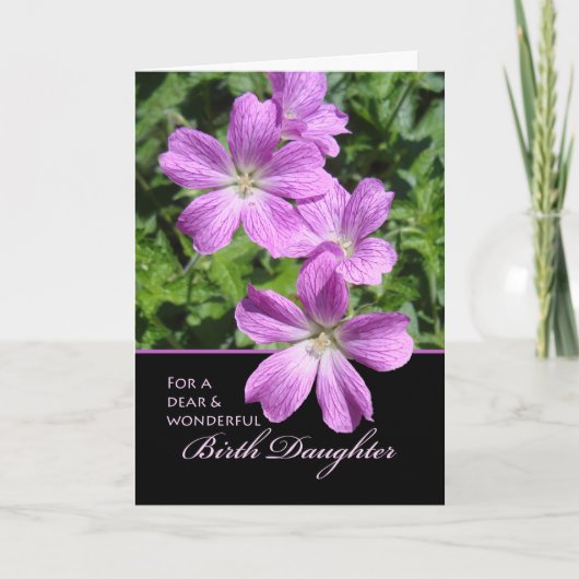 Carte Anniversaire de la fille de naissance, Cranesbill (Devant)