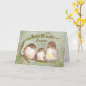 Carte Anniversaire de la fille mignonne Sparrow Bird Fam (Fleur jaune)