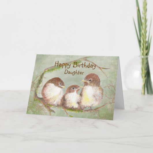 Carte Anniversaire de la fille mignonne Sparrow Bird Fam (Devant)