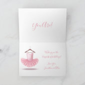 Carte Anniversaire de la fille rose Tutu Cute Ballerina (Intérieur)