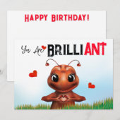 Carte Anniversaire de la Fourmi Pun (Devant / Derrière)