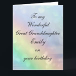 Carte Anniversaire de la grande petite-fille personnalis<br><div class="desc">Beautiful Personalised Happy Birthday Great Granddaughter Greeting Card.</div>