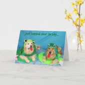 Carte Anniversaire de la grenouille dorée (Fleur jaune)
