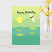Carte Anniversaire de la libellule (Fleur jaune)