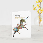Carte Anniversaire de la licorne (Fleur jaune)