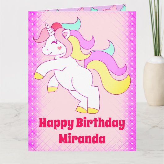 Carte Anniversaire de la licorne (Devant)