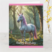 Carte Anniversaire de la licorne magique (Fleur jaune)