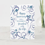 Carte Anniversaire de la Mariage moderne Grandson et sa<br><div class="desc">Joyeuse carte d'anniversaire mariage pour petit-fils et sa femme avec des fleurs bleues modernes et design tourbillonnants,  et verset chaleureux.</div>