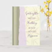 Carte Anniversaire de la Marraine Moderne Violet Beige (Fleur jaune)