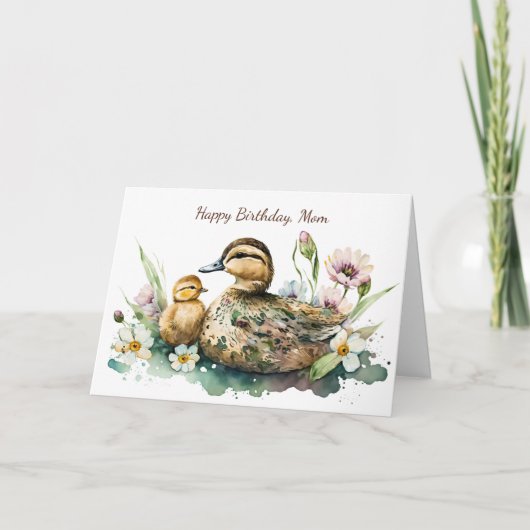 Carte Anniversaire de la mère cane et du caneton (Devant)